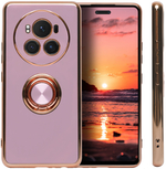 Стильный глянцевый чехол для HONOR MAGIC 6 PRO с кольцом-подставкой и бархатной подкладкой