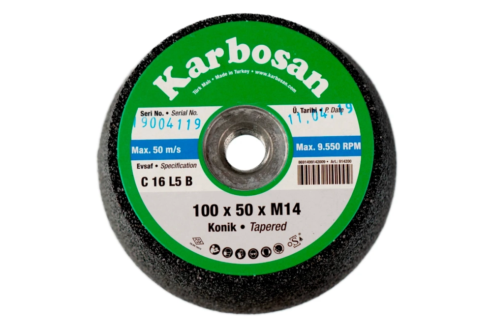 Круг шлифовальный чашечный конический Karbosan SC (100x50xM14)