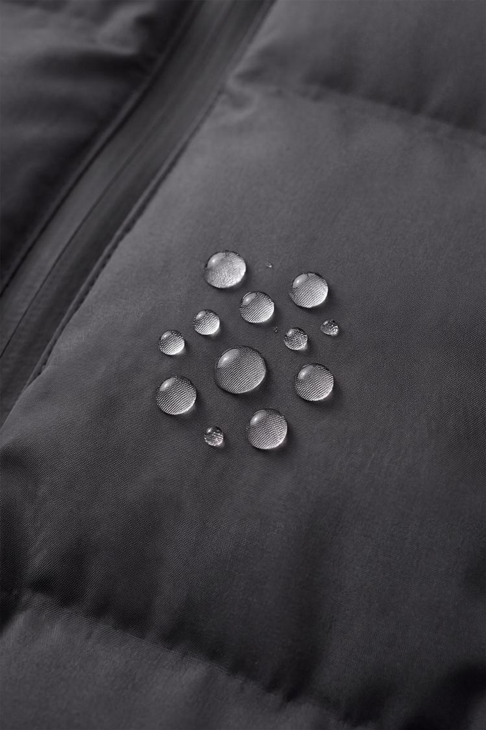 ZARA СТЕГАНОЕ ПАЛЬТО WATER REPELLENT С КАПЮШОНОМ, АНТРАЦИТОВО-СЕРЫЙ
