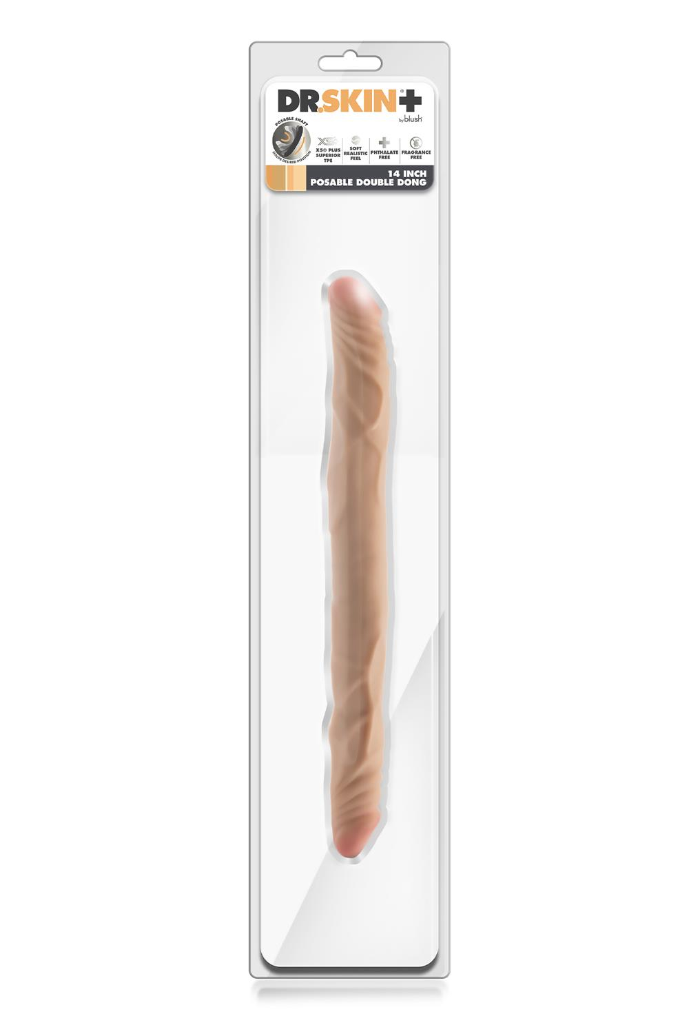 Телесный двусторонний фаллоимитатор 14 Inch Double Dong - 35,6 см. (Цвет: телесный)