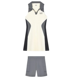Теннисное платье EA7 Woman Jersey - black/butter/asphalt