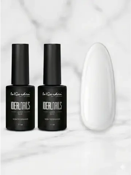 Каучуковая база прозрачная IDEAL NAILS, 11 мл, 2 шт