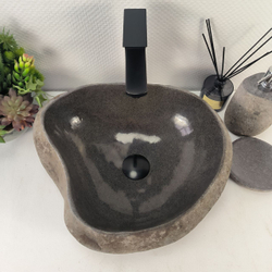 Раковина из речного камня RS-65168 42x35x15 из натурального камня