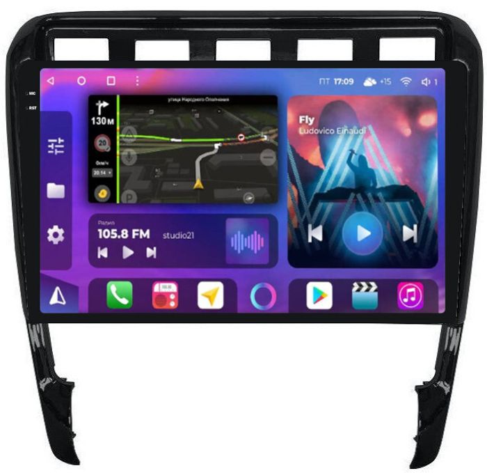 Магнитола для Porsche Cayenne 1 2002-2010 - FarCar BM443M-2K монитор 9.5" 2K QLED на Android 14, Быстрая, CarPlay, 4G SIM-слот