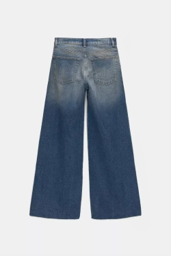 PULL&BEAR ДЖИНСЫ ШИРОКОГО КРОЯ НА ЗАПАХЕ, ВЫЦВЕТШИЙ СИНИЙ