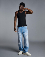 Мужские рваные широкие джинсы straight fit - BERSHKA
