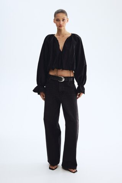 Блузка из жатой ткани с низом с эффектом баллона - H&M