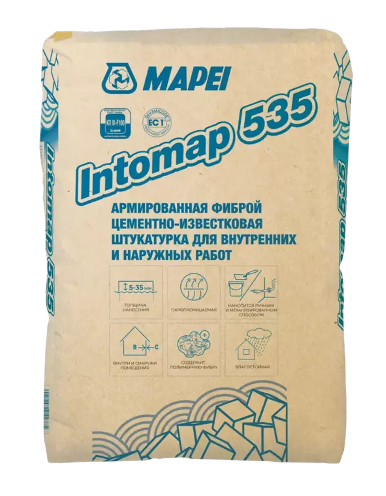 Штукатурка цементно-известковая Mapei Intomap 535 25 кг.