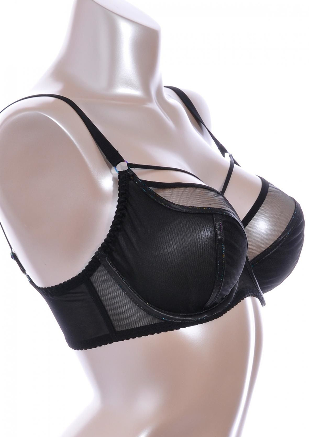 Бюстгальтер на косточках plus size с декоративными бретелями (Размер: 75L) (Цвет: белый)
