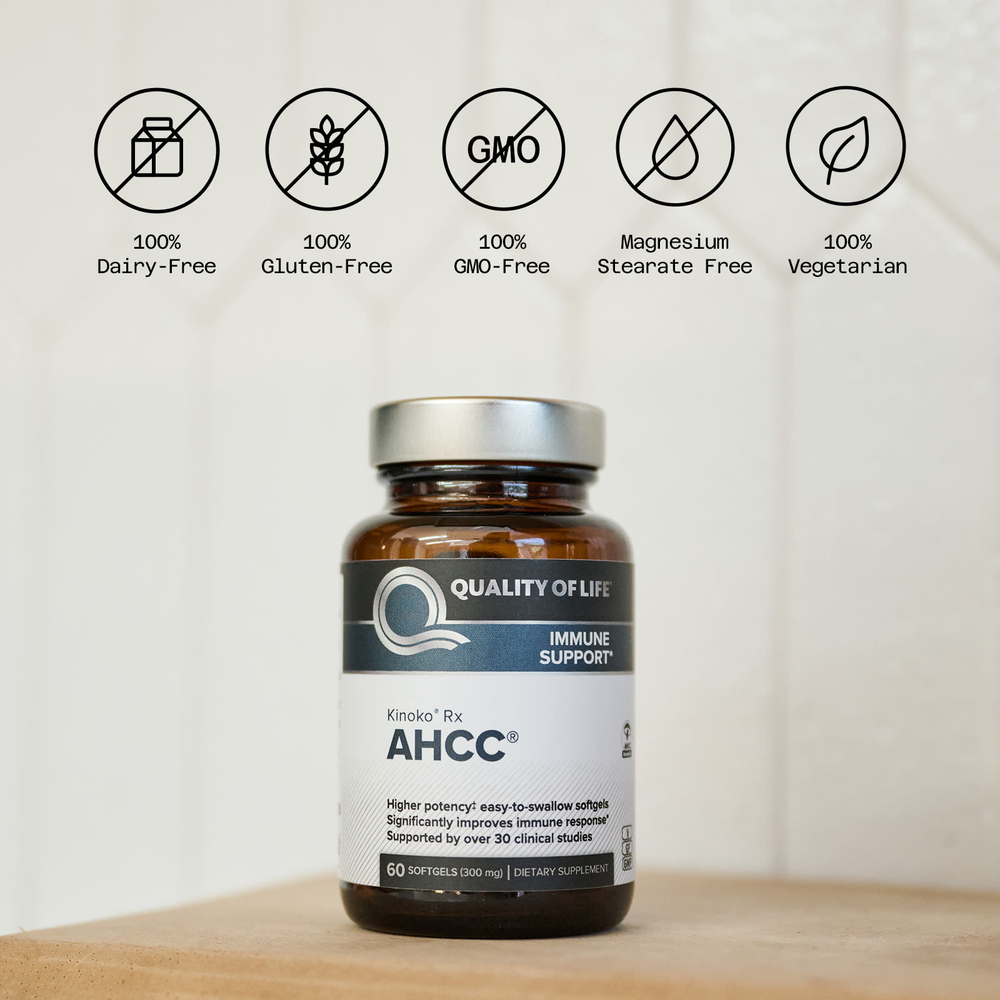 Quality of Life, Kinoko® Rx, AHCC®, 60 капсул (300 мг в 1 капсуле)