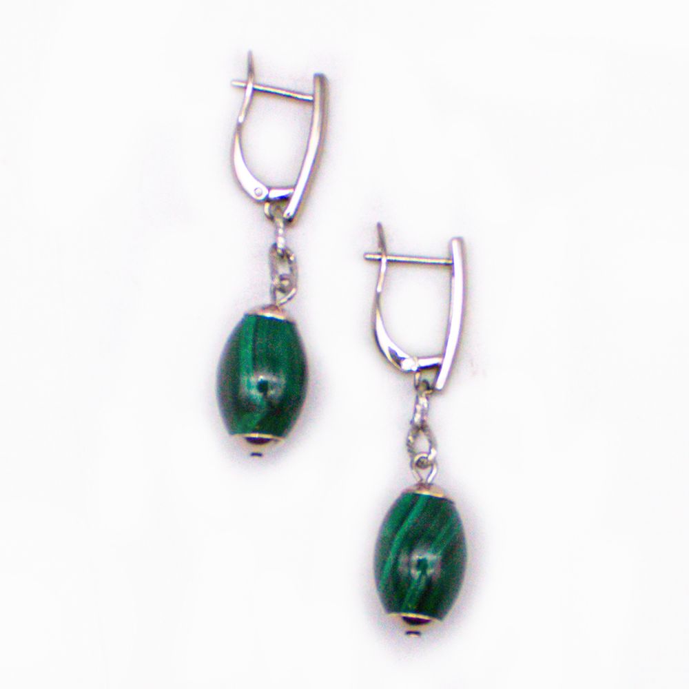 Серьги из малахита (родирование)