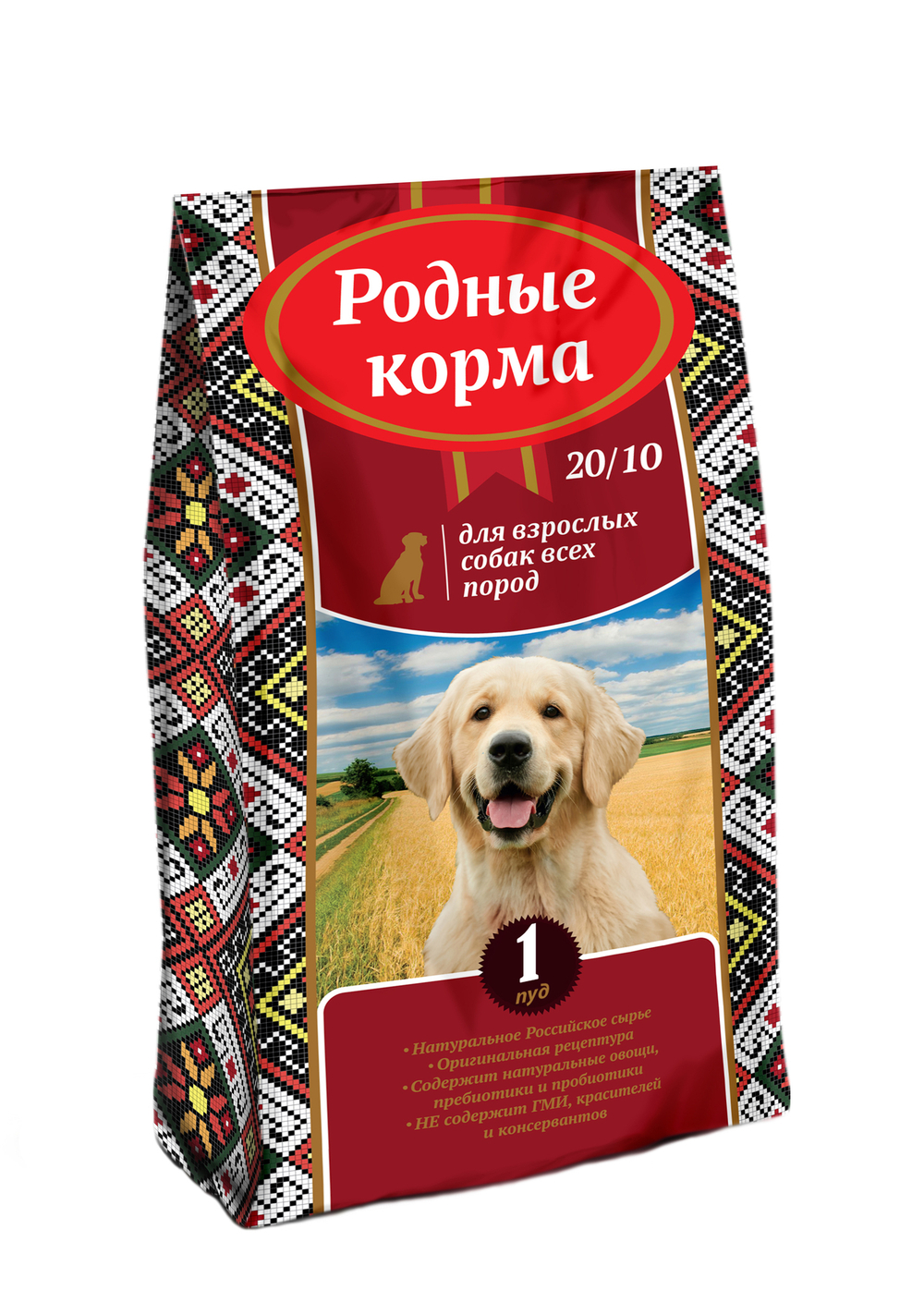 Сухой корм РОДНЫЕ КОРМА для взрослых собак всех пород курица 24/11 16,38 кг