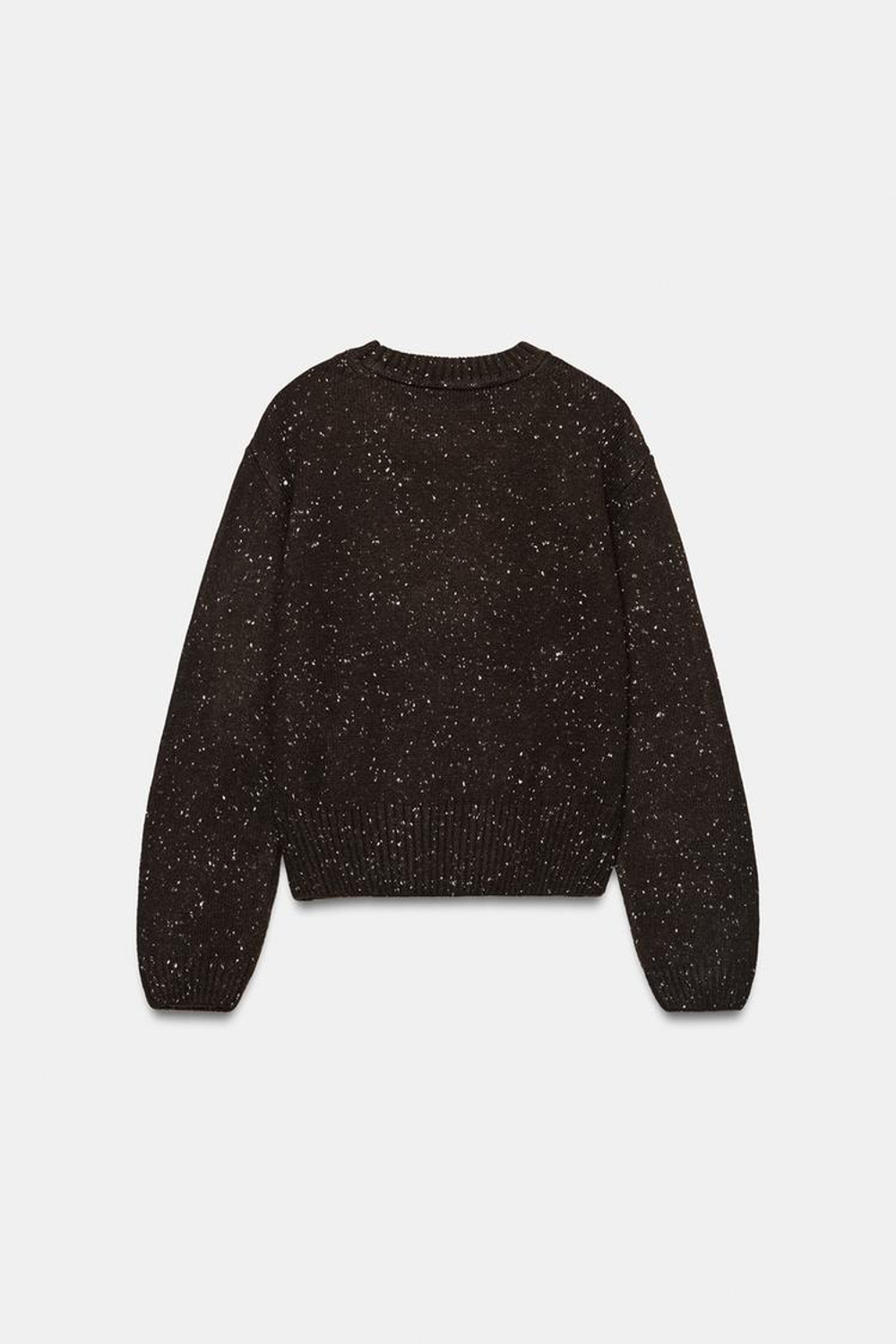 ZARA СВИТЕР С ВЫШИВКОЙ, КОРИЧНЕВЫЙ/ЭКРЮ