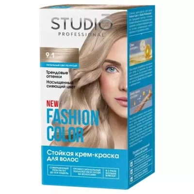 FASHION COLOR Стойкая краска 9.1 Пепельный светло-русый , 50/50/15 мл*6