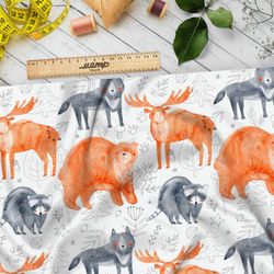 Ткань шифон сказочные болшие лесные звери