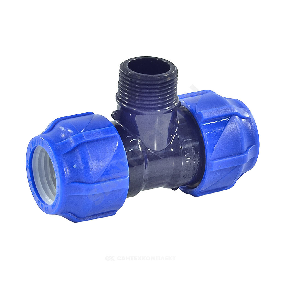 Тройник компрессионный ПЭ Дн 63х1 1/2"х63 НР Ру16 VALFEX 1210026311263