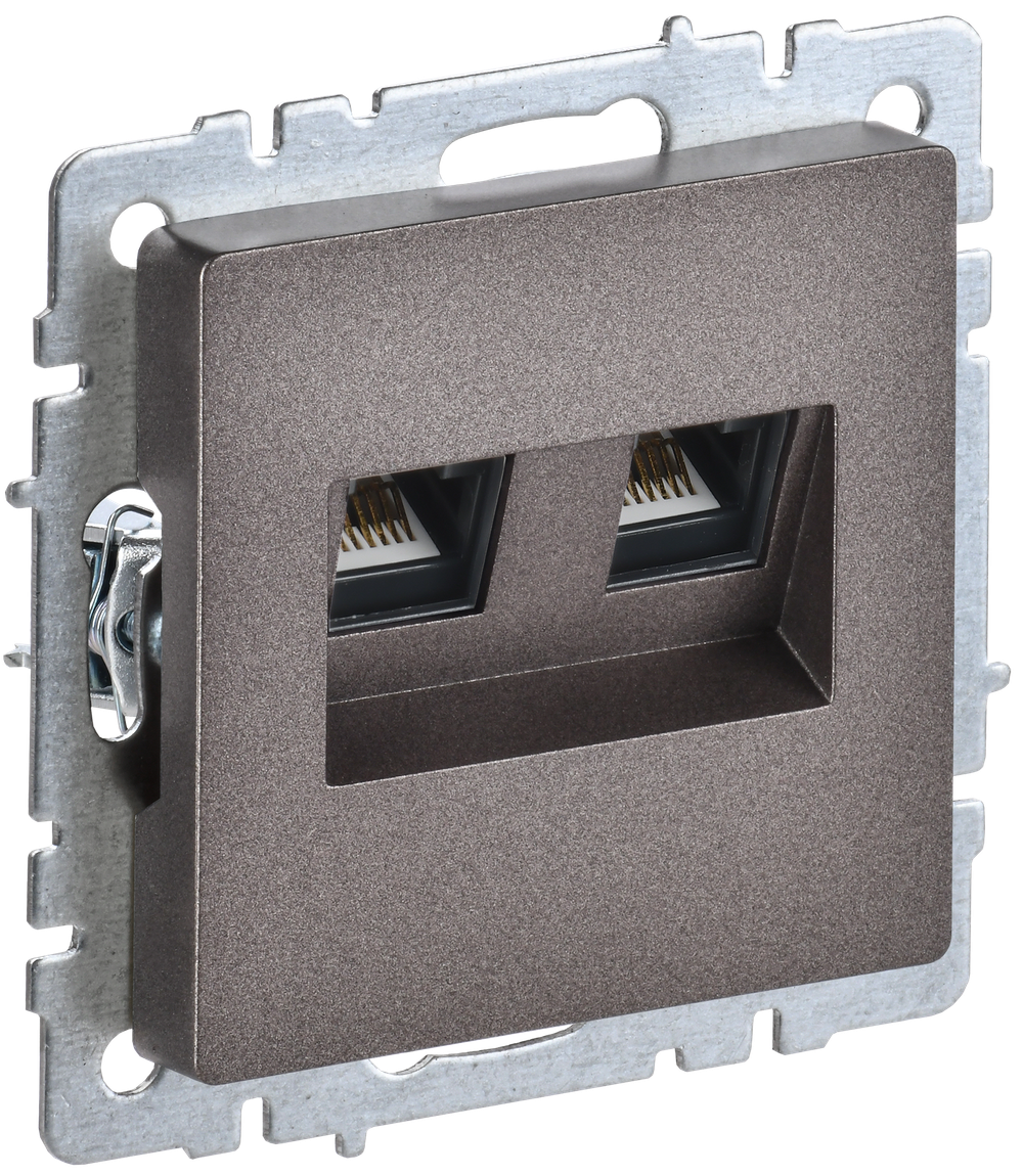 BRITE Розетка двойная RJ11+RJ45 кат.5E РК/Т12-БрТБ темная бронза IEK