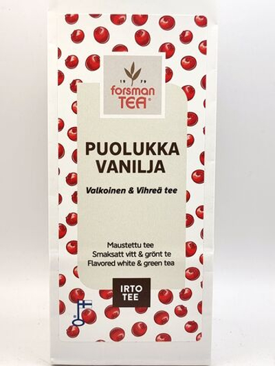 Чай зеленый с белым PUOLUKKA VANILJA FORSMAN TEA с брусникой 60 г (из Финляндии)