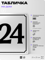 Адресная табличка с номером дома 124, на фасад и забор, белая, Айдентика Технолоджи