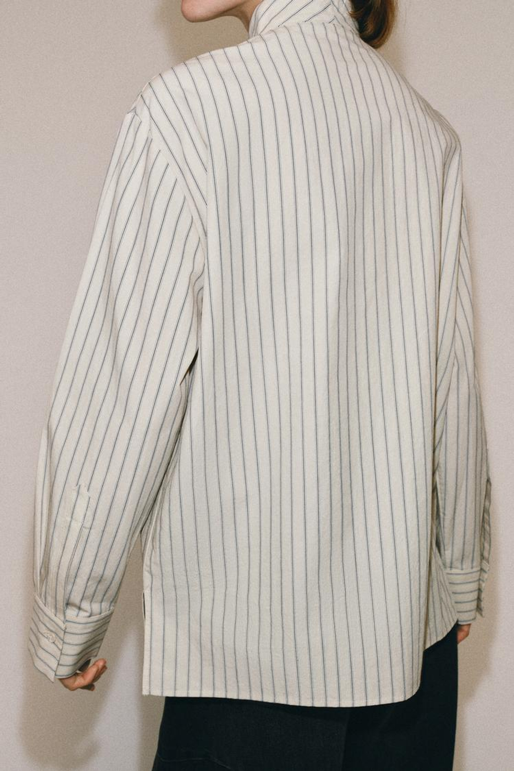 ZARA РУБАШКА В ПОЛОСКУ ZW COLLECTION, ЭКРЮ/СЕРЫЙ