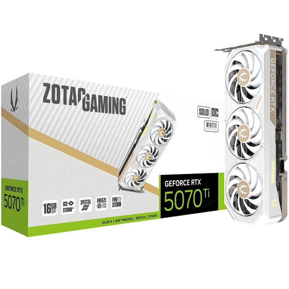 Видеокарта Zotac GeForce RTX 5070 Ti SOLID CORE WHITE ED OC 16GB (ZT-B50710Q2-10P)