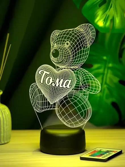 Ночник "Мишка с именем Тома" - подарок девушке, девочке