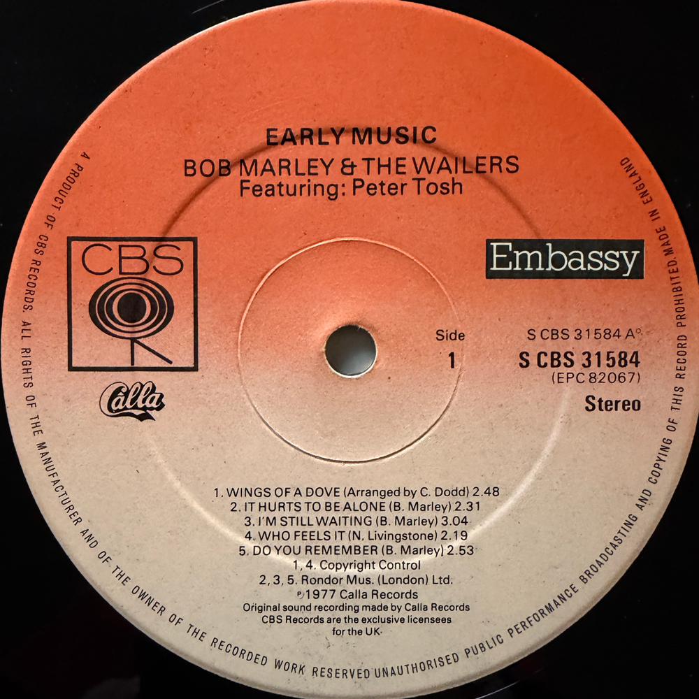 Bob Marley & The Wailers Featuring Peter Tosh ‎– Early Music (Англия 1977г.)