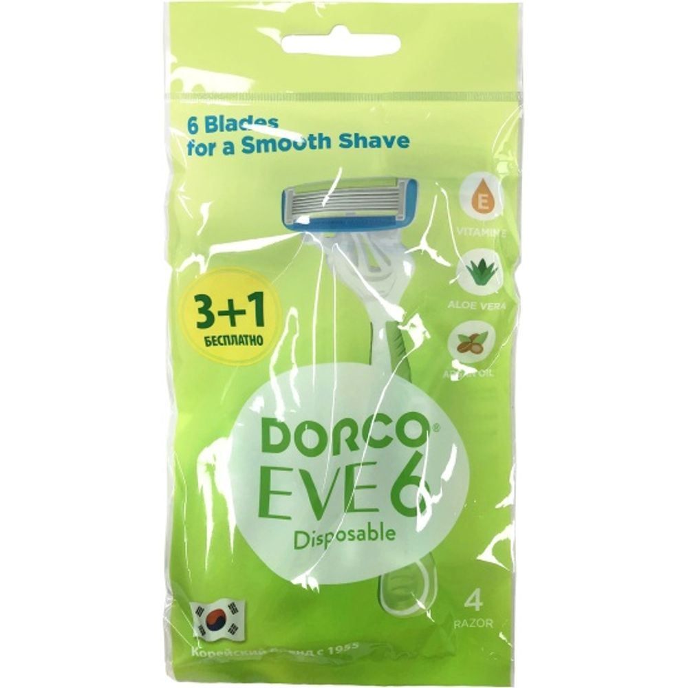 Станок одноразовый DORCO EVE 6 Shai vanila женский (3+1шт)