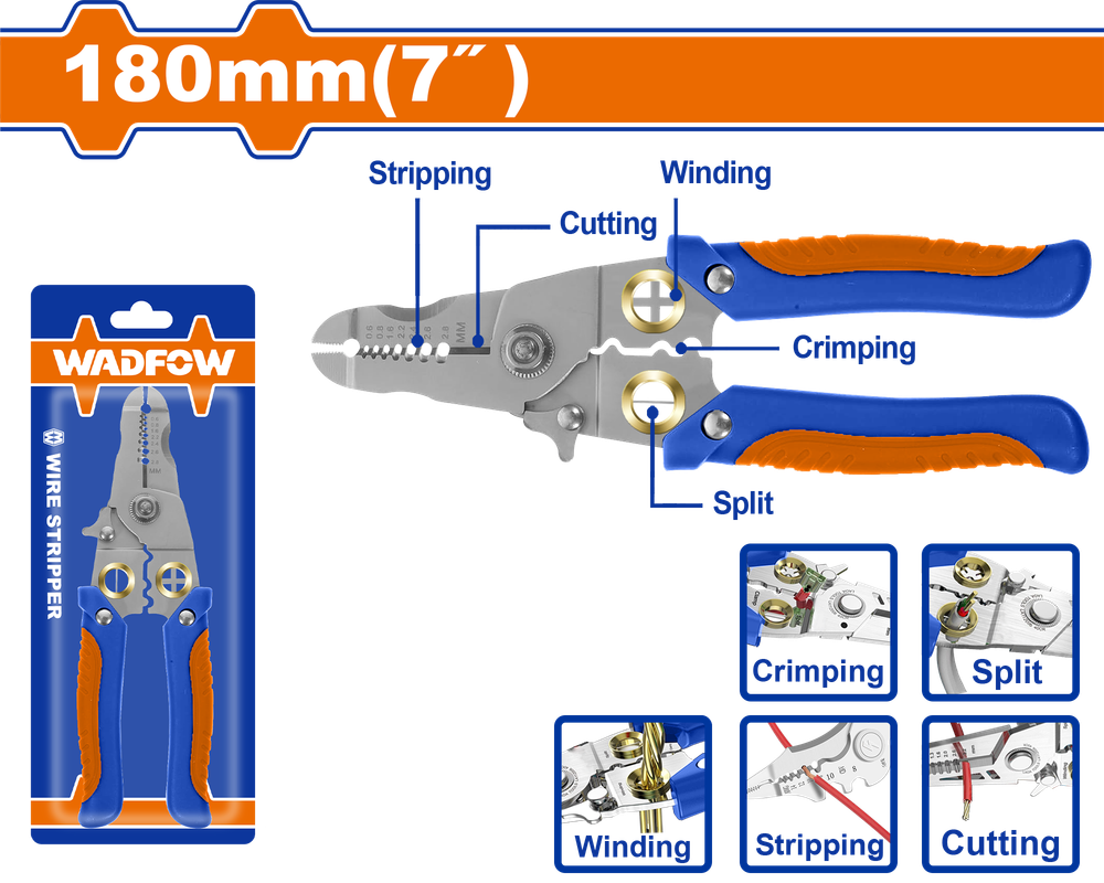 Клещи для удаления изоляции WADFOW WPL5627 180 мм
