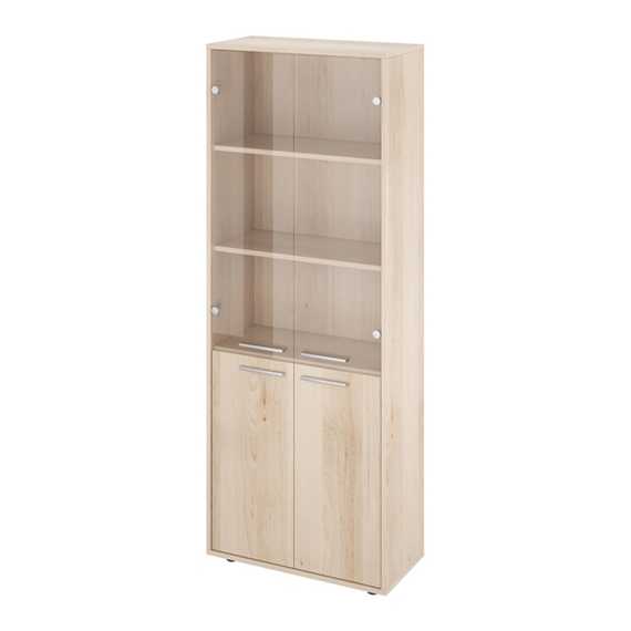 Шкаф закрытый со стеклом 700х338х1845 (КЦ14+КЦ17*2+КЦ40*2+ДБ48*2) КЦ28 Канцлер