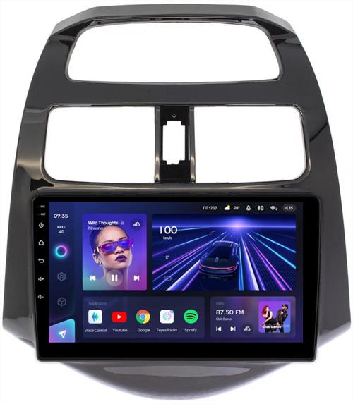 Магнитола для Chevrolet Spark M300 2009-2022, Ravon R2 (рамка глянцевая) - Teyes CC3L монитор 9" IPS на Android 10, CarPlay, 4G SIM-слот