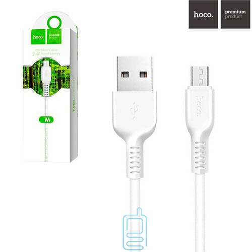Usb Кабель-зарядка Micro Hoco X20 Flash 2.4A 2м силиконовый белый