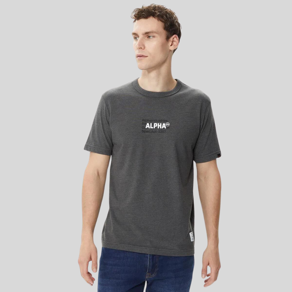 Футболка Alpha Industries Alpha Code Graphic Tee Dark Charcoal Heather (Темно-серый)