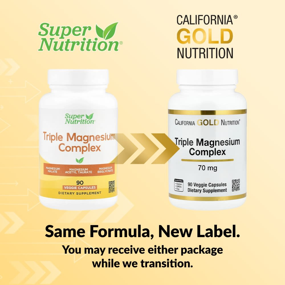 California Gold Nutrition, тройной комплекс магния, 70 мг, 90 растительных капсул