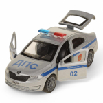 Модель ин. мет. "Skoda Rapid. Полиция" 12см, открыв. дв. и багажн, коробка SB-18-22-SR-P-WB (Технопарк)