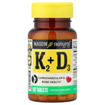 Mason Natural, витамины К2 и D3, 100 мкг, 100 таблеток