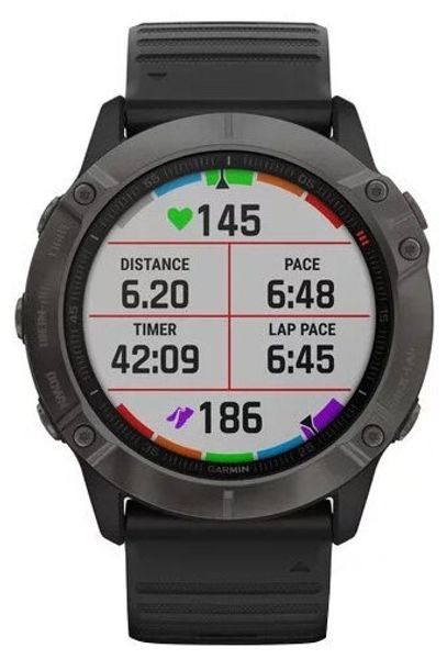 Часы Garmin Fenix 6X Sapphire DLC (с черным ремешком)
