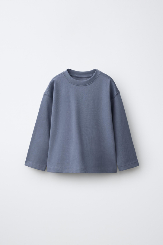 ZARA ОДНОТОННЫЙ ЛОНГСЛИВ, СЕРО-СИНИЙ