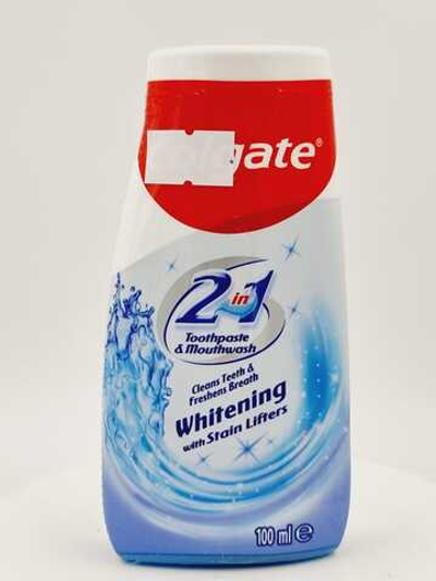 Зубная паста и ополаскиватель для полости рта Whitening 2в1, отбеливающая, с фтором, 100 мл
