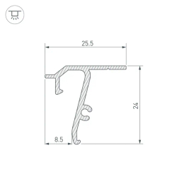 Профиль STRETCH-SHADOW-TECH-CEIL-2000 BLACK (A2-DELTA) (Arlight, Алюминий) 040704