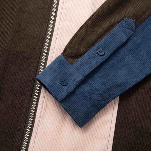 Рубашка Velvet Color block Zip Коричневая/Синяя/Розовая - фото 9