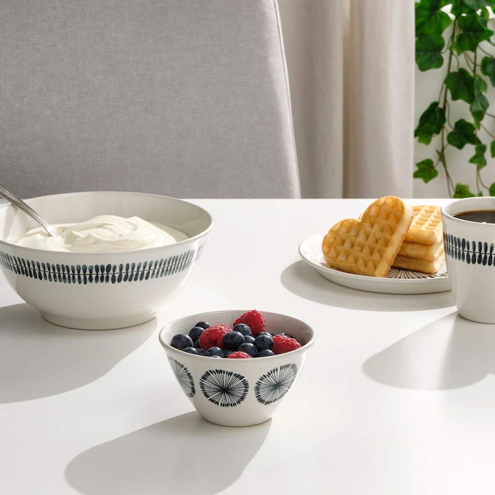Миска IKEA FRIKOSTIG (ФРИКОСТИГ), Белый с рисунком, 11 см