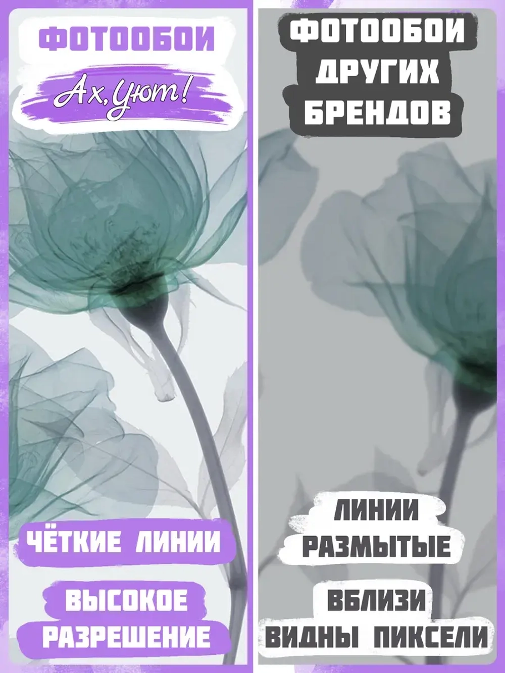 Голубые розы на сером фоне фотообои