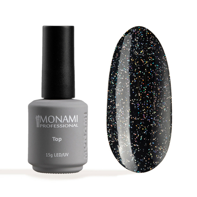 Monami Top Super Shine Galaxy - Топ для гель-лака с блестками без липкого слоя, 15мл