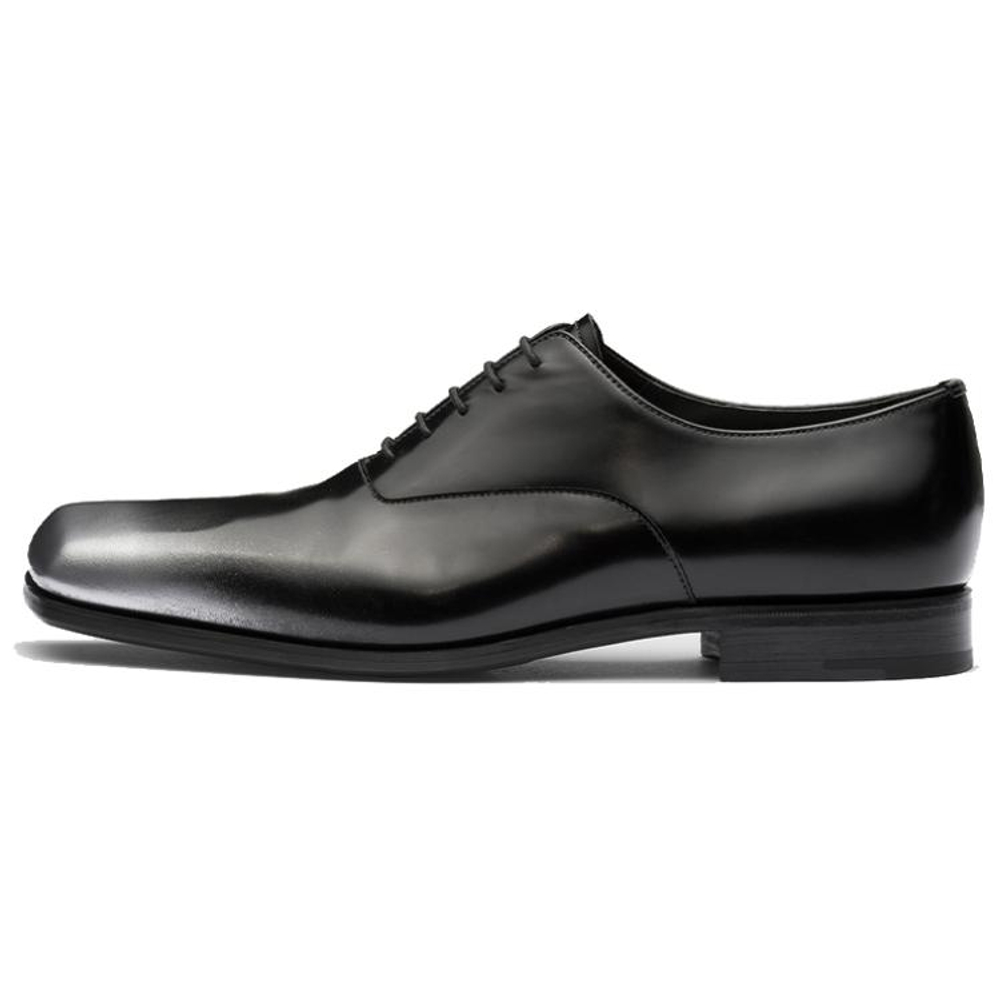 PRADA Leather Casual Leather Shoes Men"s Black Silver