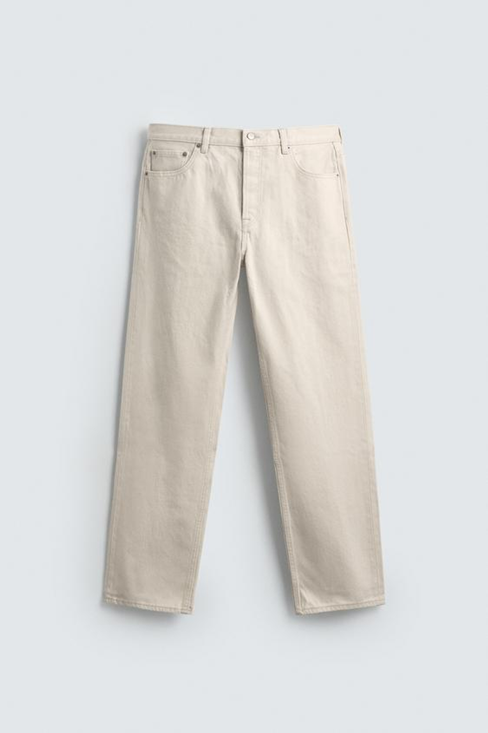 ZARA ДЖИНСЫ STRAIGHT FIT, ЖЕЛТОВАТО-БЕЛЫЙ