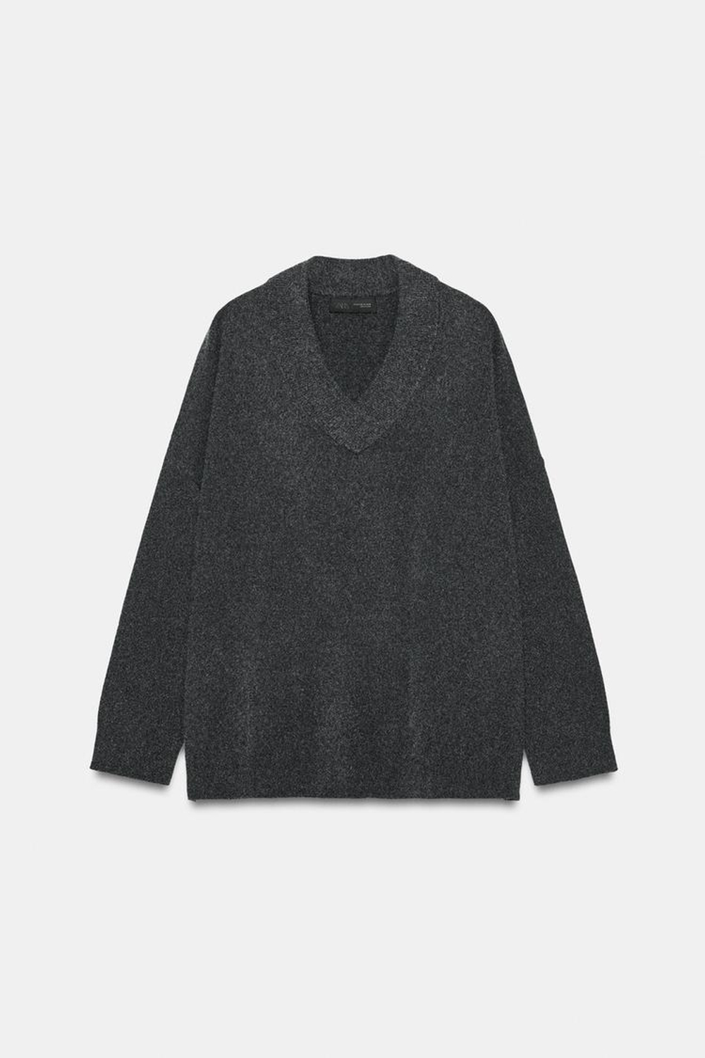 ZARA ВЯЗАНЫЙ СВИТЕР ОВЕРСАЙЗ, МЯГКИЙ СЕРЫЙ