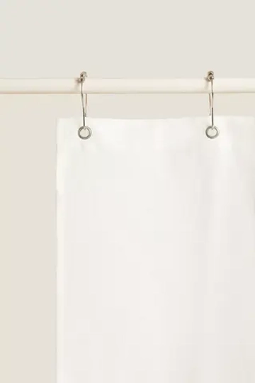 ZARA HOME ПОЛУПРОЗРАЧНАЯ ЛЬНЯНАЯ ЗАНАВЕСКА ДЛЯ ДУША, ЖЕЛТОВАТО-БЕЛЫЙ