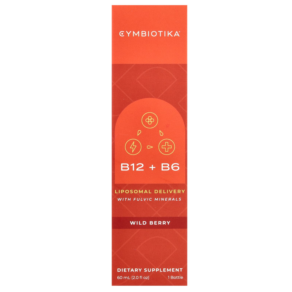 Cymbiotika, B12 + B6, липосомальное средство с фульвовыми минералами, лесные ягоды, 60 мл (2 жидк. унц.)