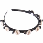Ободок для волос «ФАНТЭН», золотые зайки, цвет чёрный, 1.5см (Стикер на вложение 12шт)